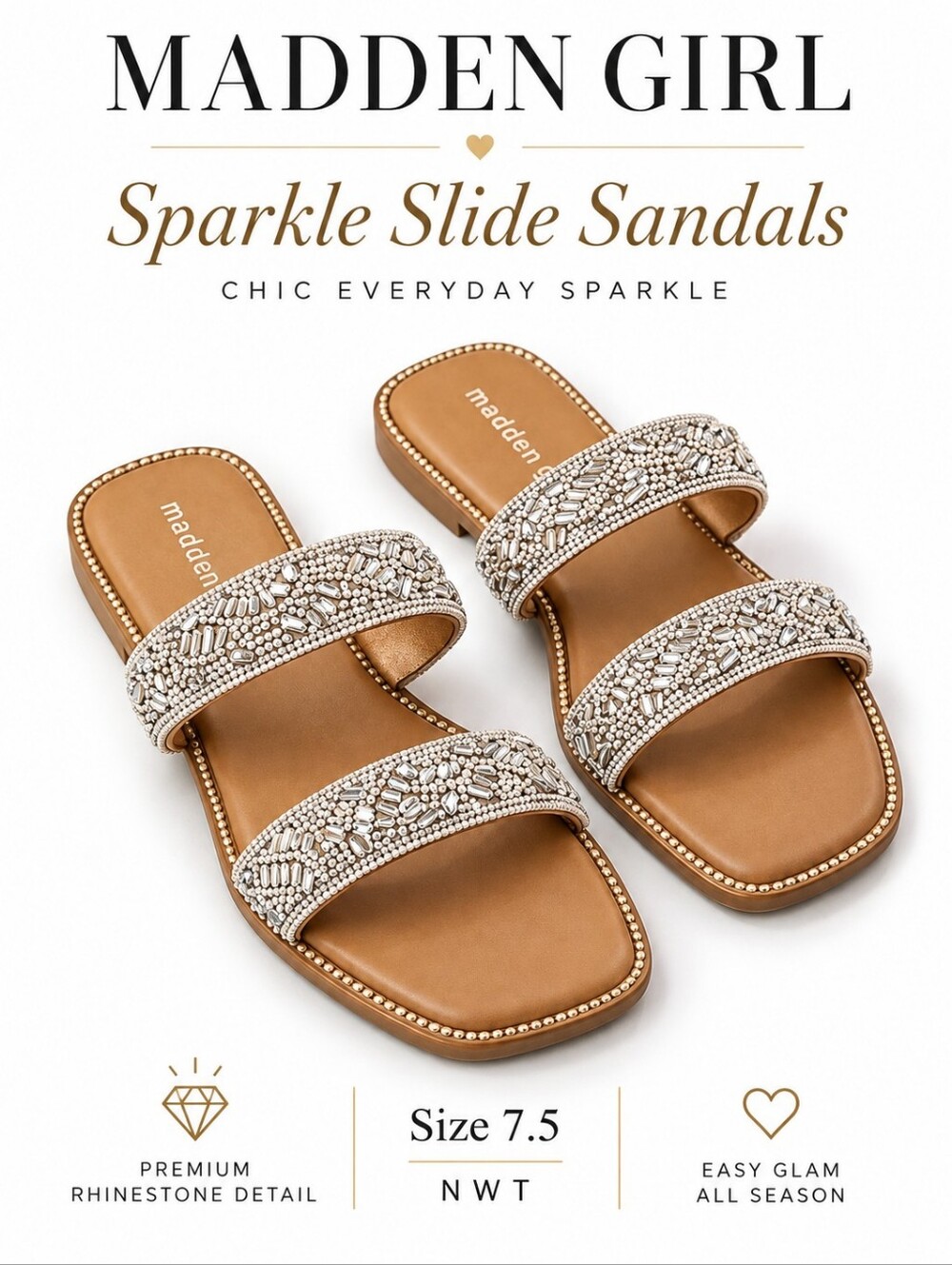 ✨ Madden Girl Slide Sandals With Rhinestones – NWT